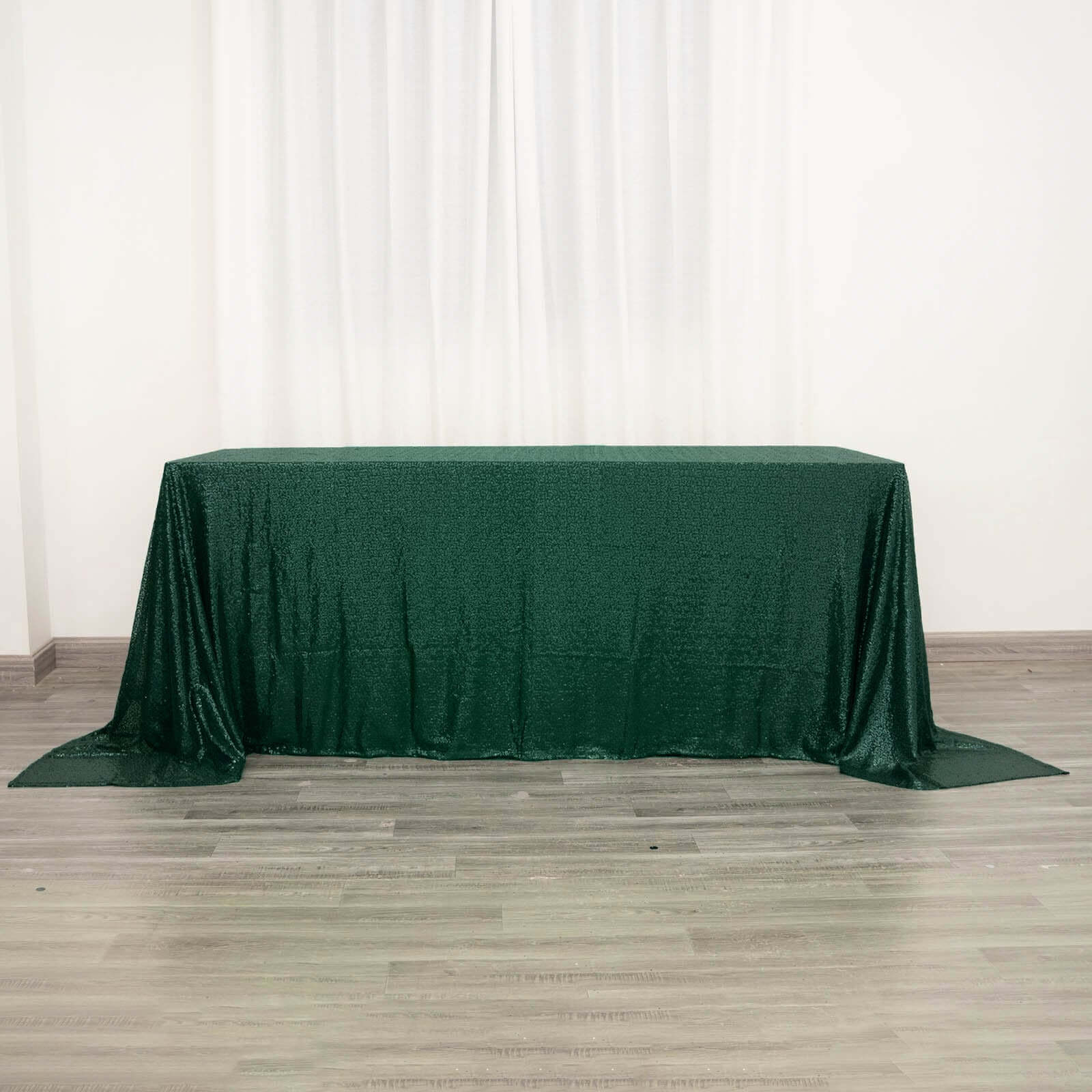 Sequin 90"x132" Rectangle Tablecloth Hunter Emerald Green - Seamless Sparkly Table Cover