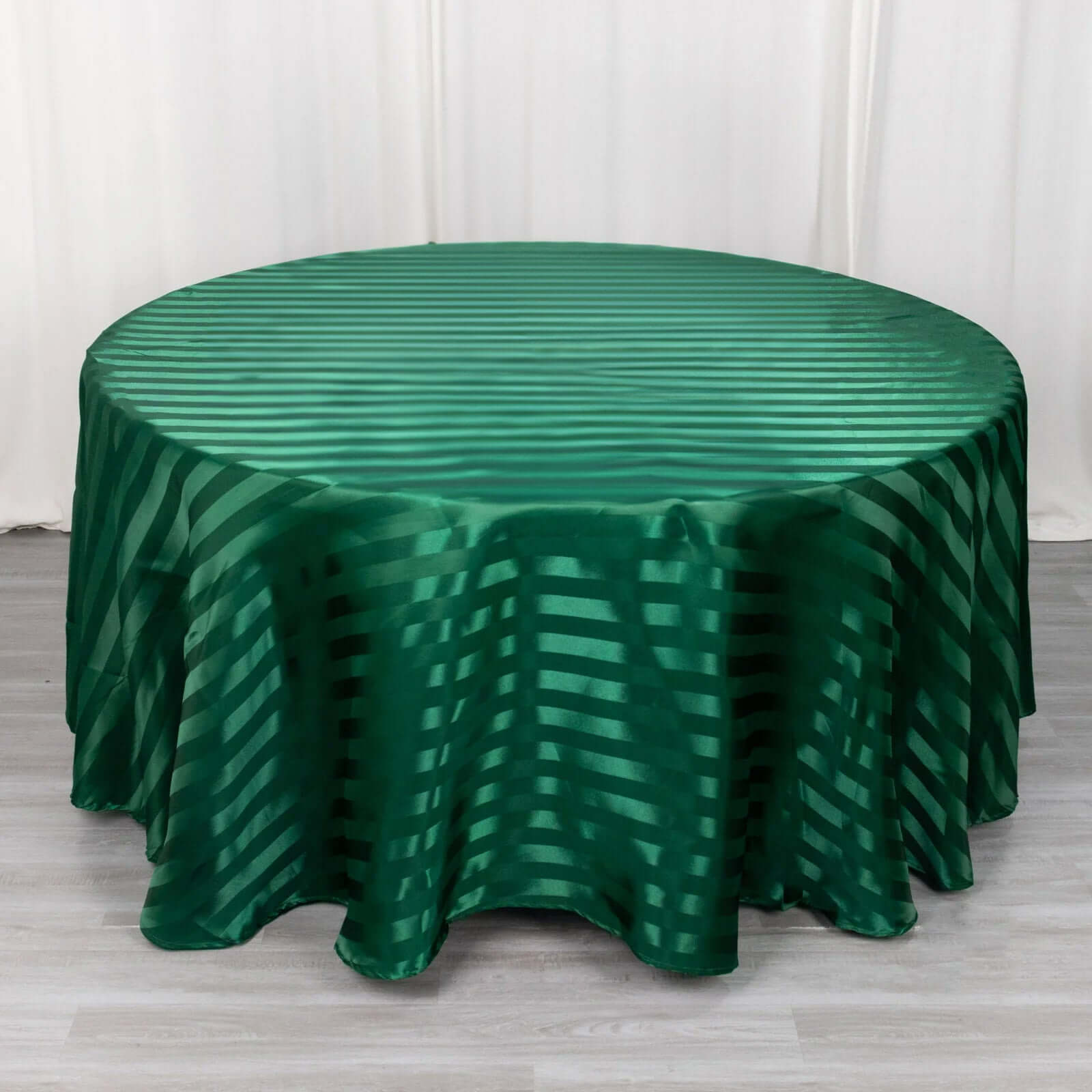 Satin Striped 120" Round Tablecloth Hunter Emerald Green Satin Stripe - Silky Smooth Seamless Table Cover