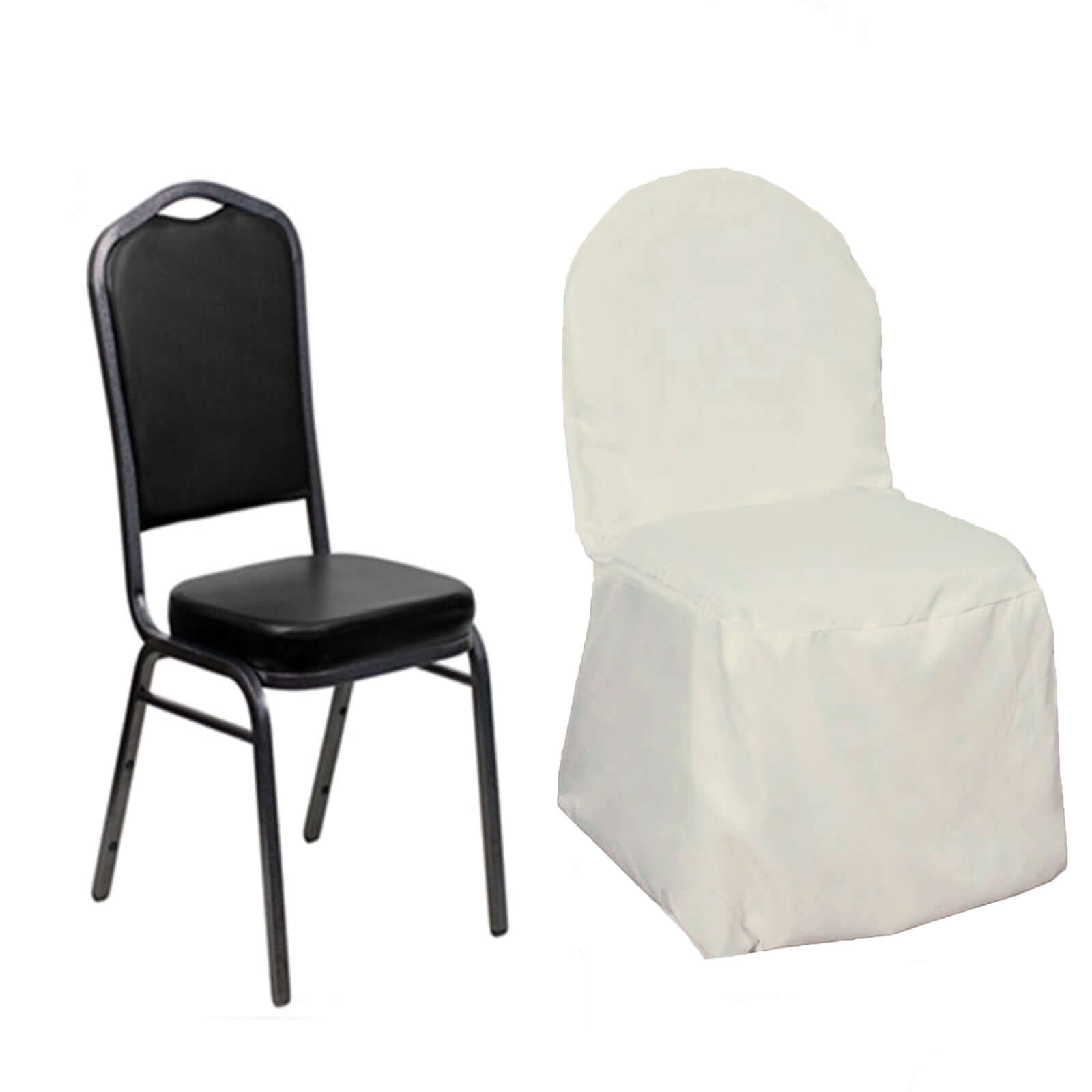 Polyester Slip On Banquet Chair Covers Ivory - Stain-Resistant Reusable Durable Fabric