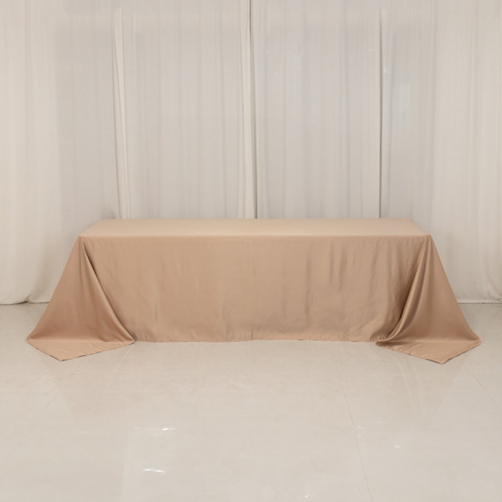 Lamour Satin 90"x156" Rectangle Tablecloth Nude - Luxurious, Soft Seamless Table Cover