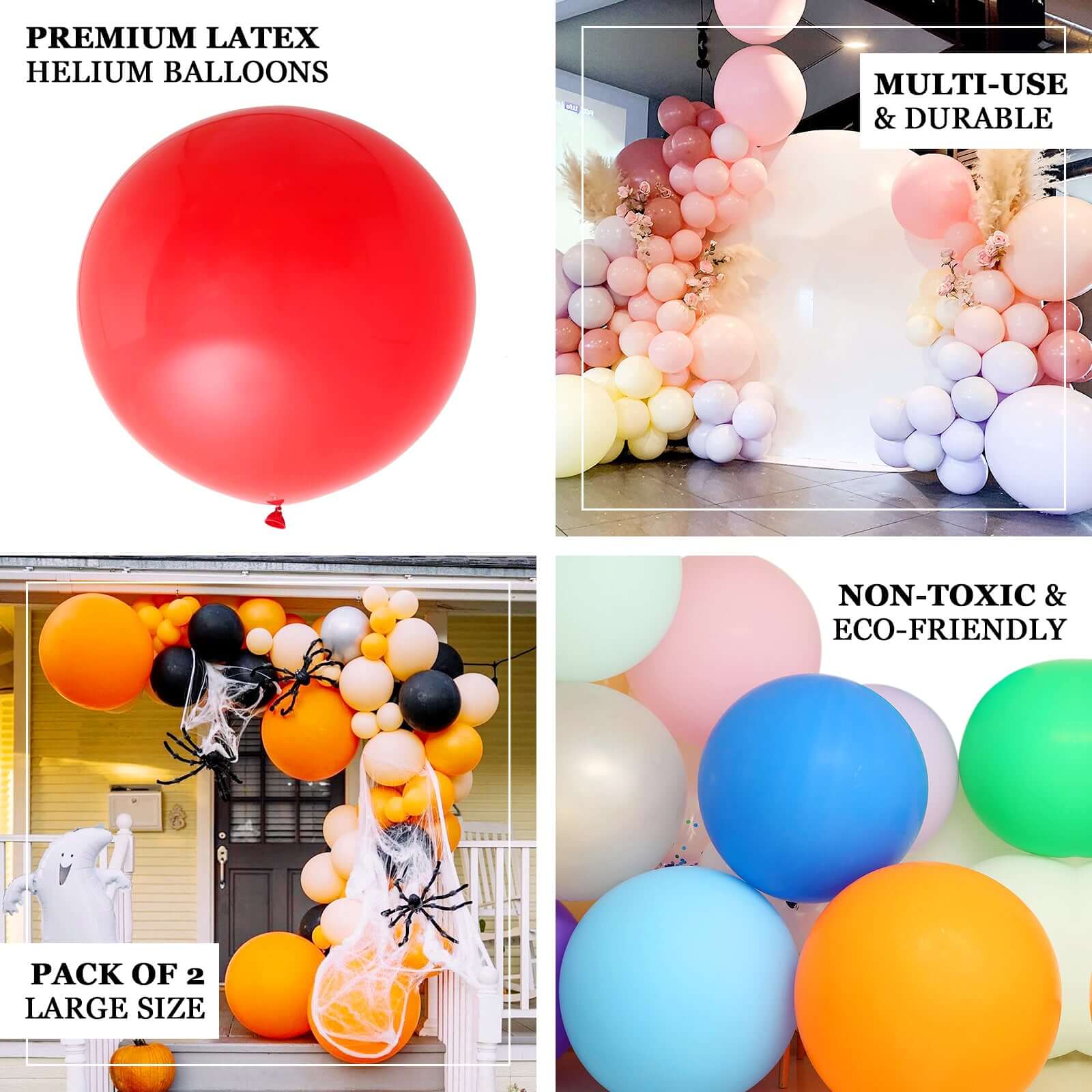 2 Pack 32" Large Matte Purple Helium or Air Premium Latex Balloons