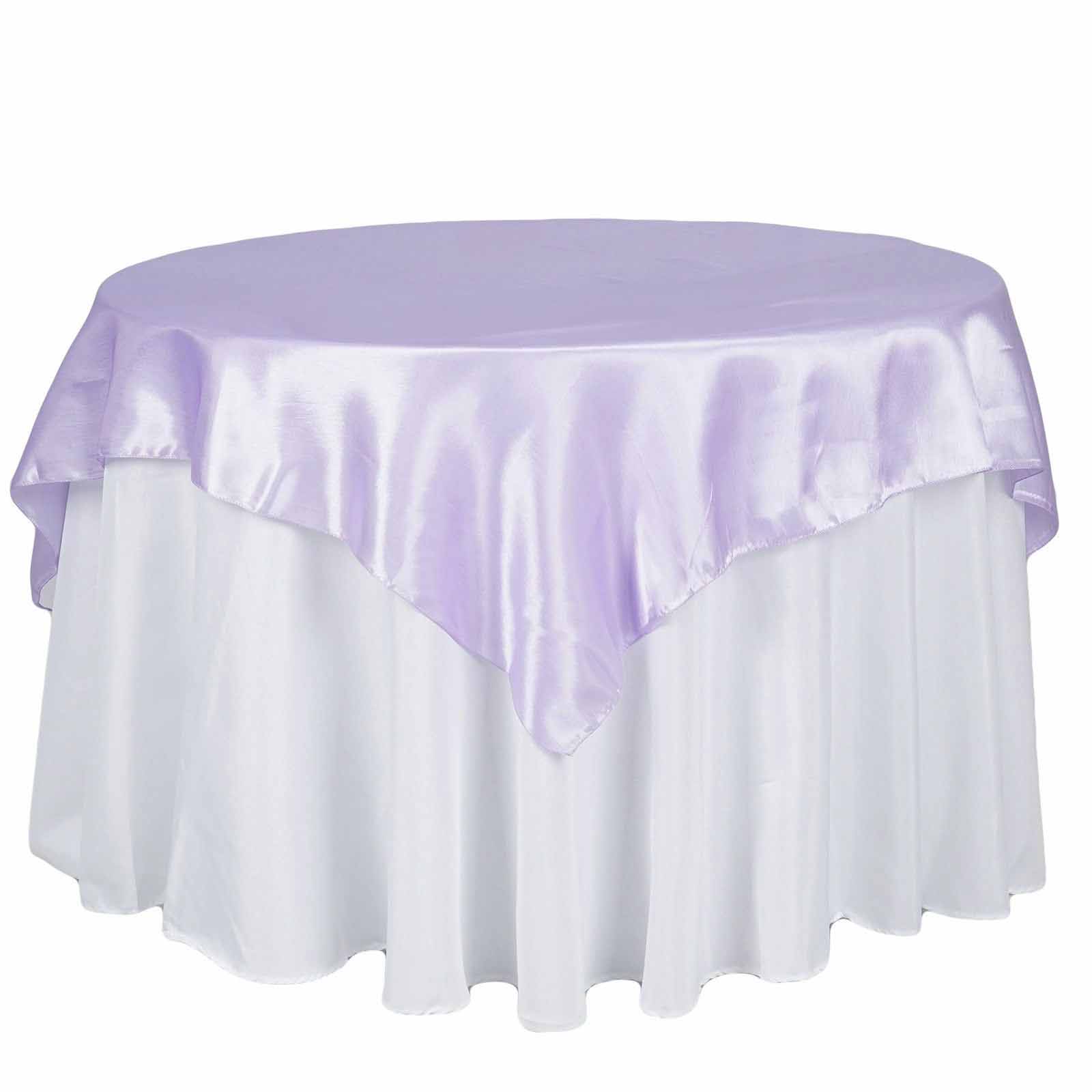 Satin 72"x72" Table Overlay Square Tablecloth Lavender Lilac - Smooth Finish Table Cover