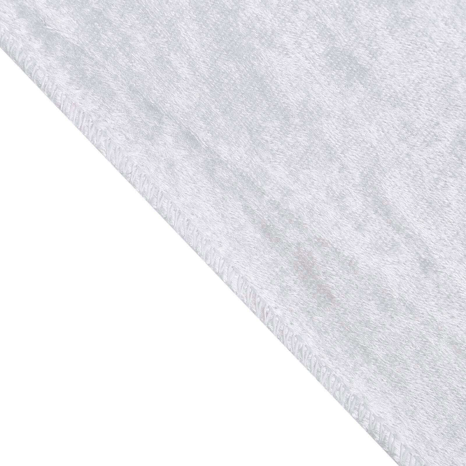 90"x132" White Seamless Premium Velvet Rectangle Tablecloth, Reusable Linen for 6 Foot Table With Floor-Length Drop