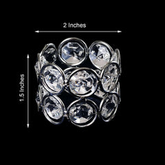 4 Pack Shiny Silver Acrylic Crystal Gem Beaded Napkin Rings