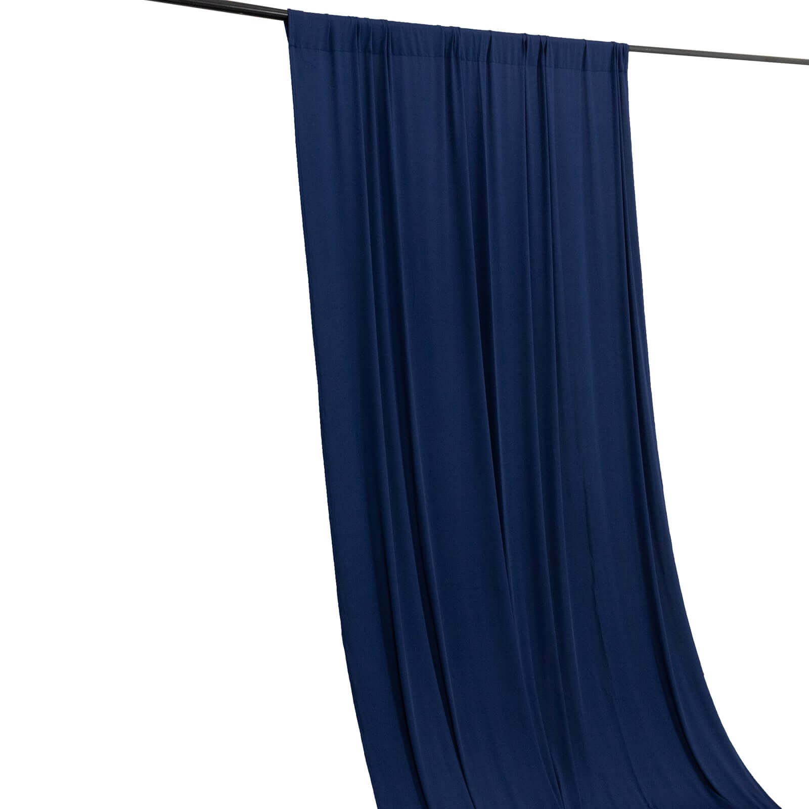 Navy Blue 4-Way Stretch Spandex Event Curtain Drapes, Wrinkle Free Backdrop Event Panel with Rod Pockets - 5ftx14ft