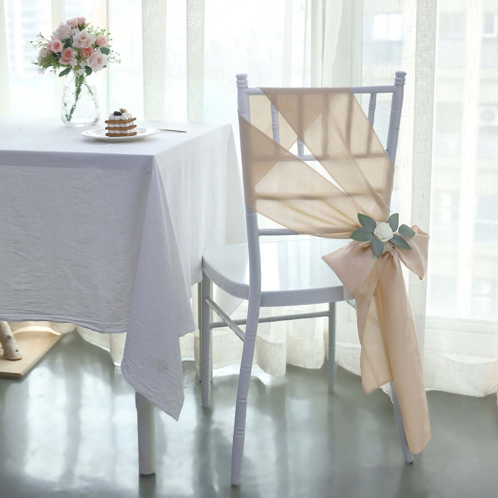 5 Pack Polyester Chair Sashes Nude 6"x108"
