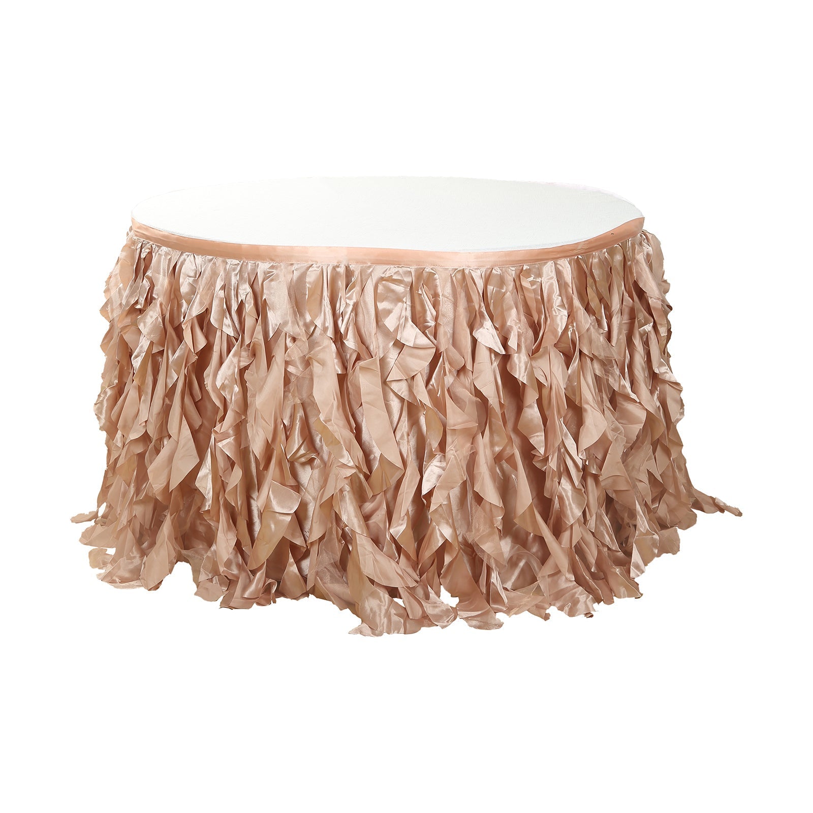 Taffeta 14ft Table Skirt Nude - Cascading Curly Willow Style Table Cover