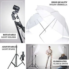 7ft Photo Studio 600W Day Light White Umbrella Continuous Lighting Kit