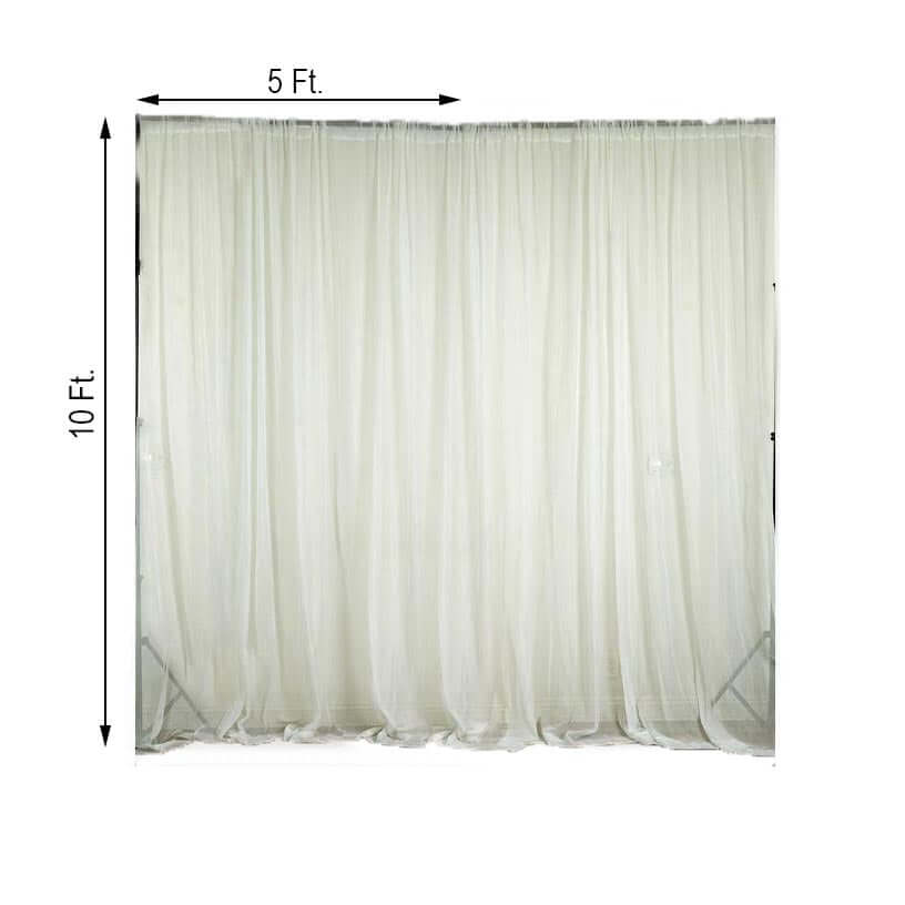 2 Pack Ivory Sheer Chiffon Event Curtain Drapes, Durable Flame Resistant Premium Organza Backdrop Event Panels With Rod Pockets - 10ftx10ft