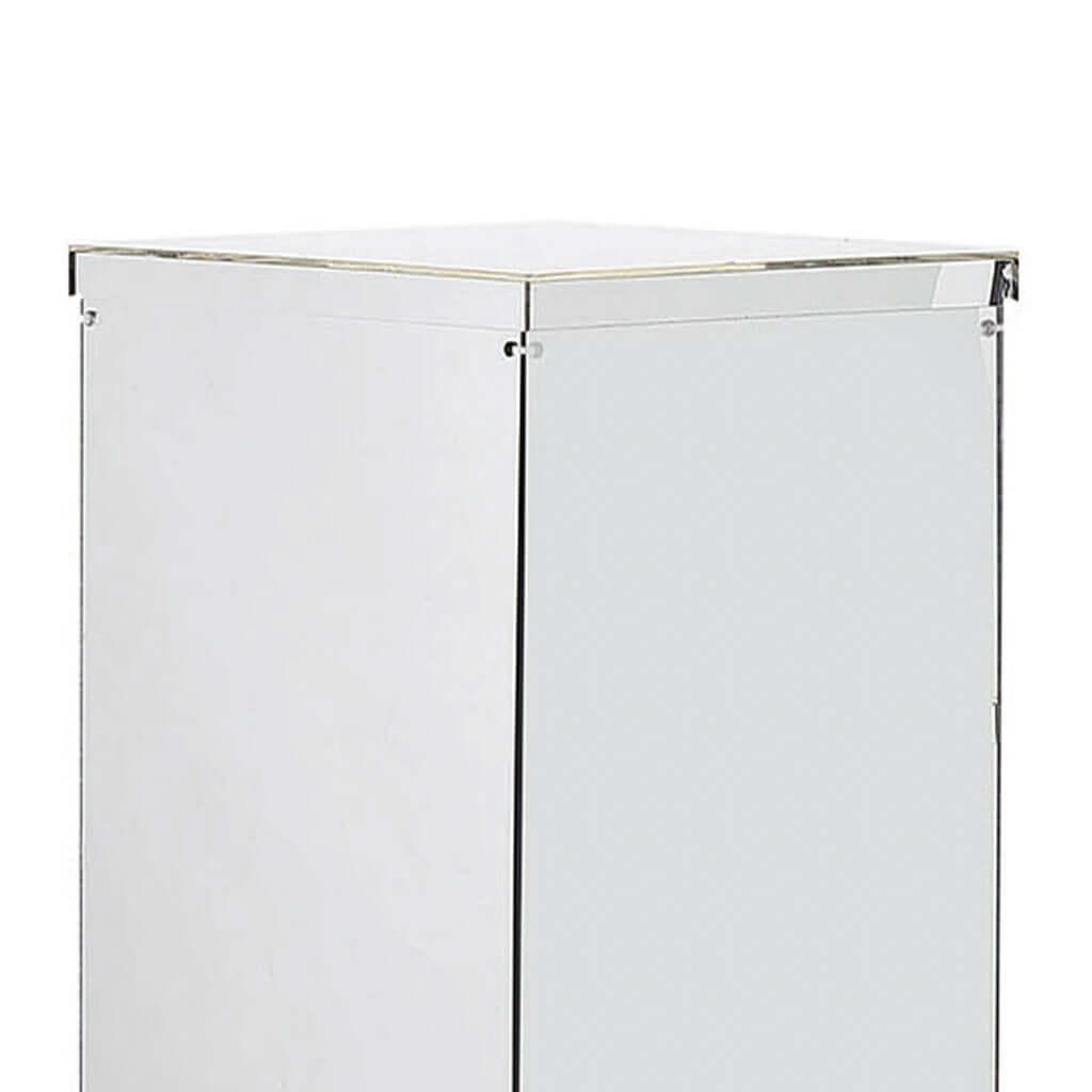 Set of 5 Silver Mirror Finish Acrylic Display Boxes, Pedestal Risers with Interchangeable Lid and Base - 12",16",24",32",40"