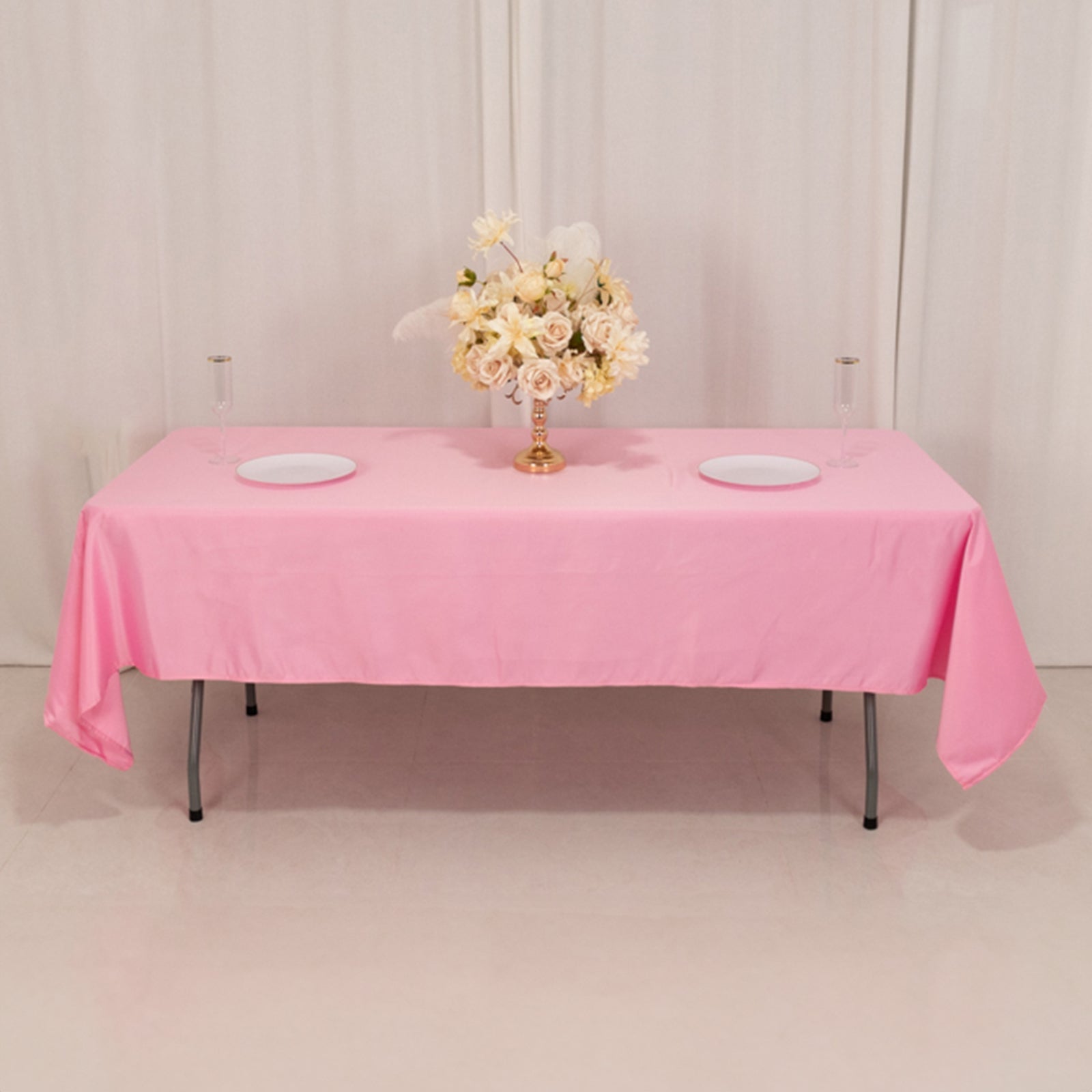 Lamour Satin 60"x102" Rectangle Tablecloth Pink - Durable & Silky Soft Feel Table Cover