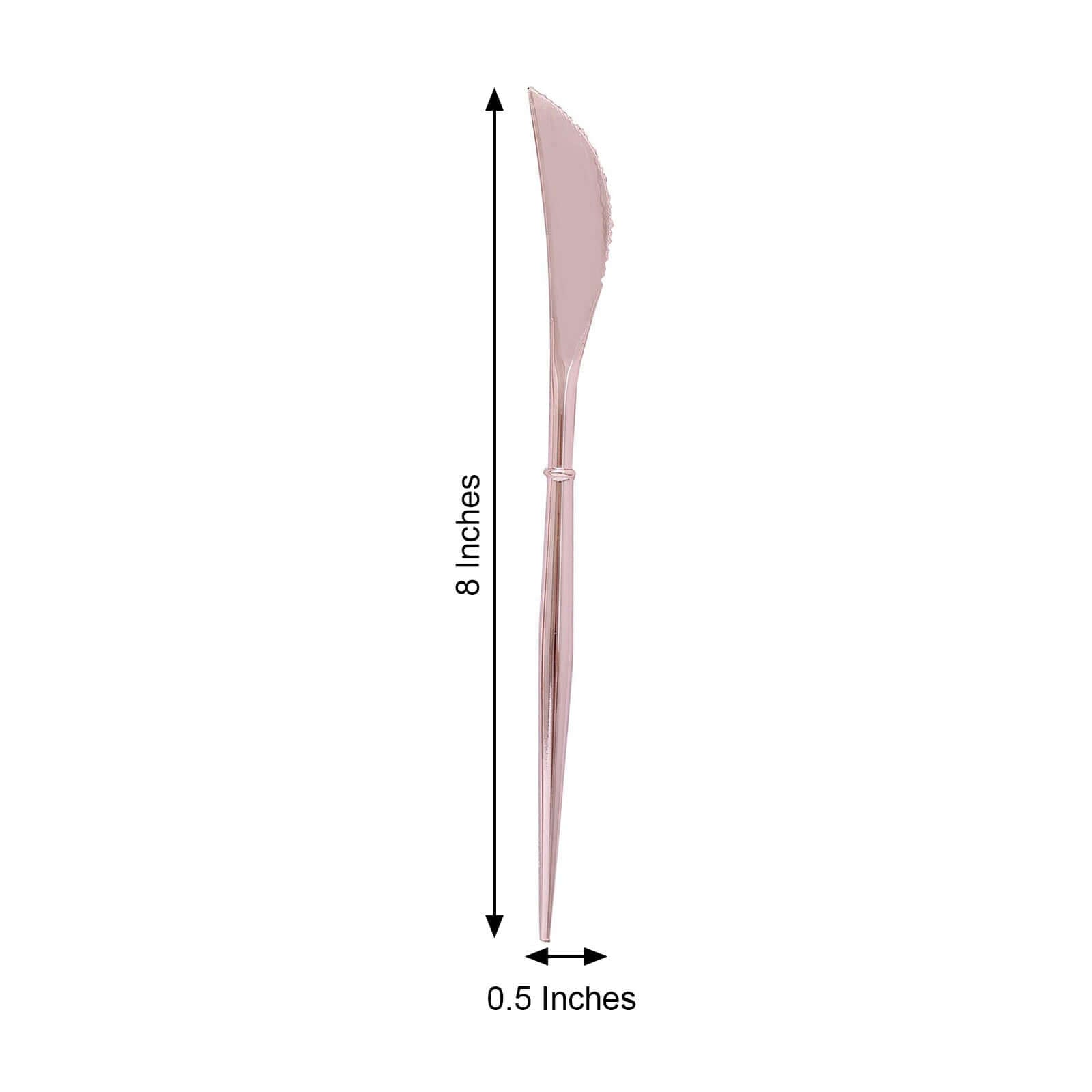 24-Pack Plastic Knives Modern Flatware Rose Gold - Premium Heavy Duty Disposable Silverware 8"