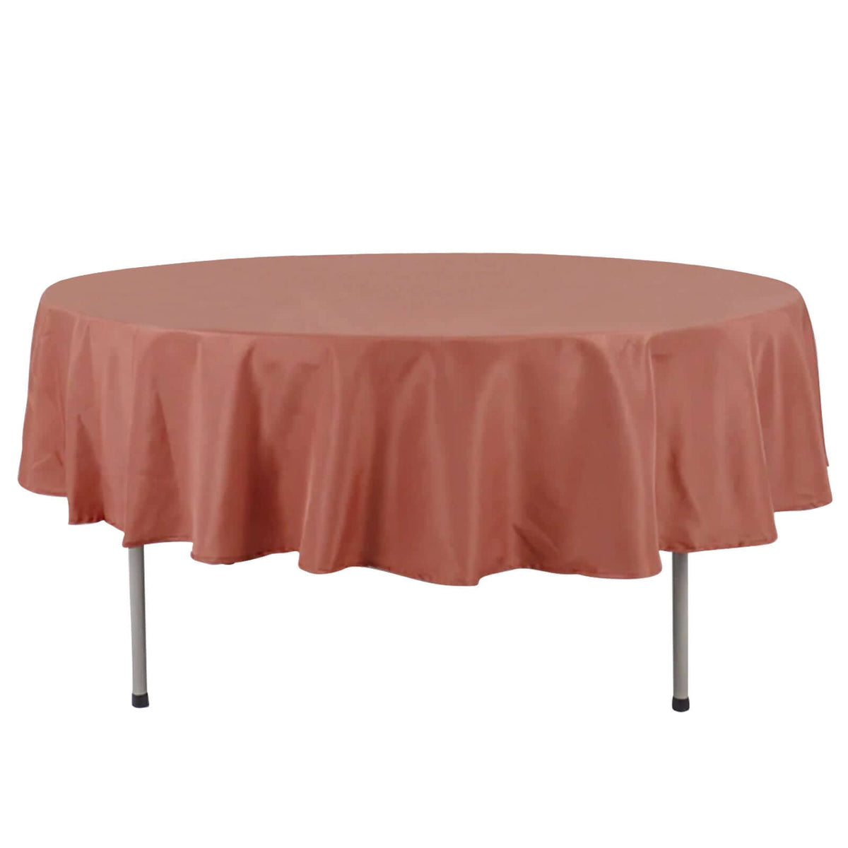 Premium Polyester 90" Round Tablecloth Terracotta (Rust) - Stain and Wrinkle-Resistant Design with 220GSM Thickness Table Cover