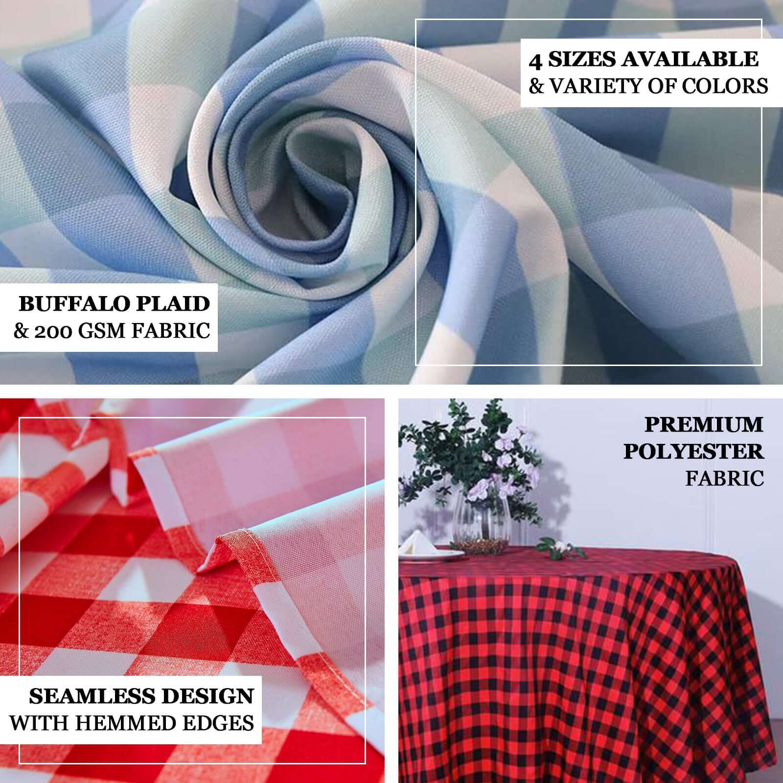 Polyester 108" Round Tablecloth White/Sage Green - Checkered Buffalo Plaid Table Cover
