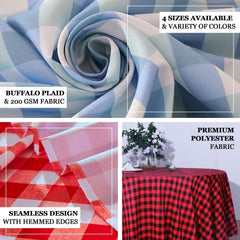 Polyester 108" Round Tablecloth White/Sage Green - Checkered Buffalo Plaid Table Cover