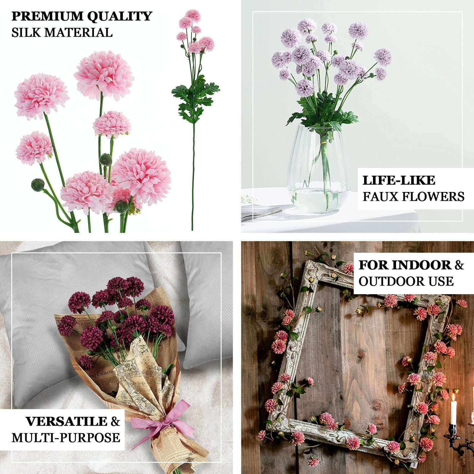 2 Bushes 33" Blush Artificial Mums Spray, Faux Chrysanthemum Flower Bouquet