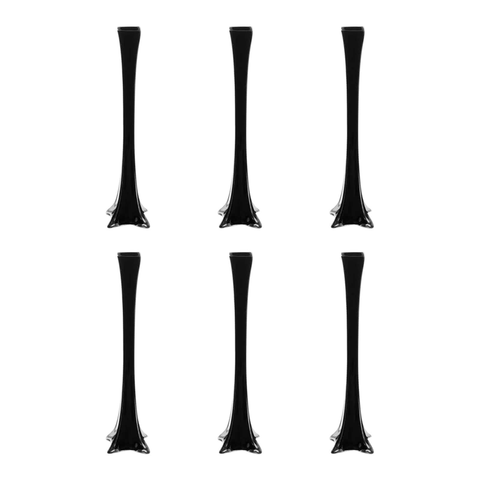 6-Pack Glass Eiffel Tower Flower Vases Black - Tall Wedding Table Decor 24"