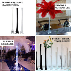 12-Pack Glass Eiffel Tower Flower Vases Clear - Tall Wedding Table Decor 24"
