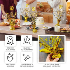 6-Pack Metallic Gold Star Foil Spray Centerpiece Table Decorations, Free-Standing Gleam 'N Burst Party Accessories Eye-Catching Design 13"