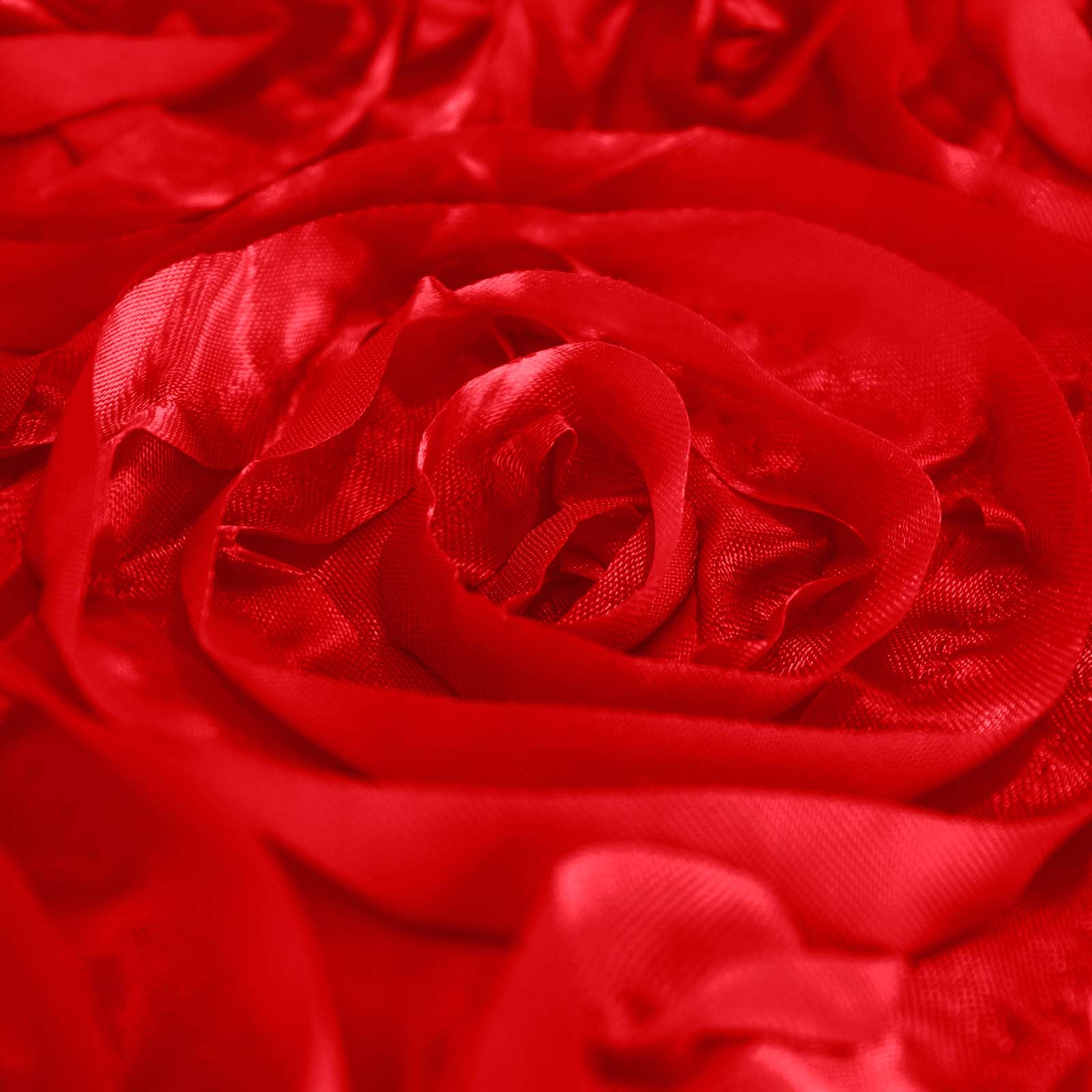 Satin 90"x156" Rectangle Tablecloth Red - Grandiose 3D Rosette Table Cover with Seamless Finish