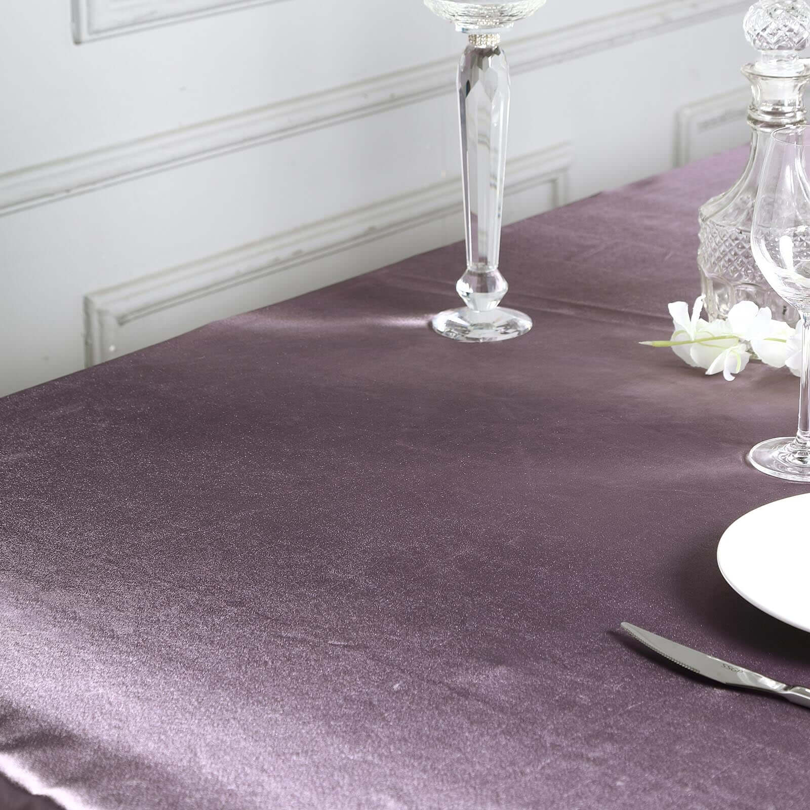Satin 60"x60" Table Overlay Square Tablecloth Violet Amethyst - Smooth Silky Touch Table Cover