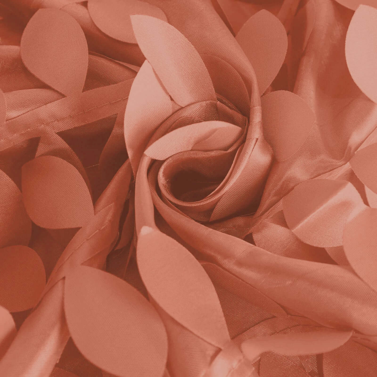 Taffeta 132" Round Tablecloth Terracotta (Rust) Leaf | 3D Leaf Petal Design Seamless Table Cover