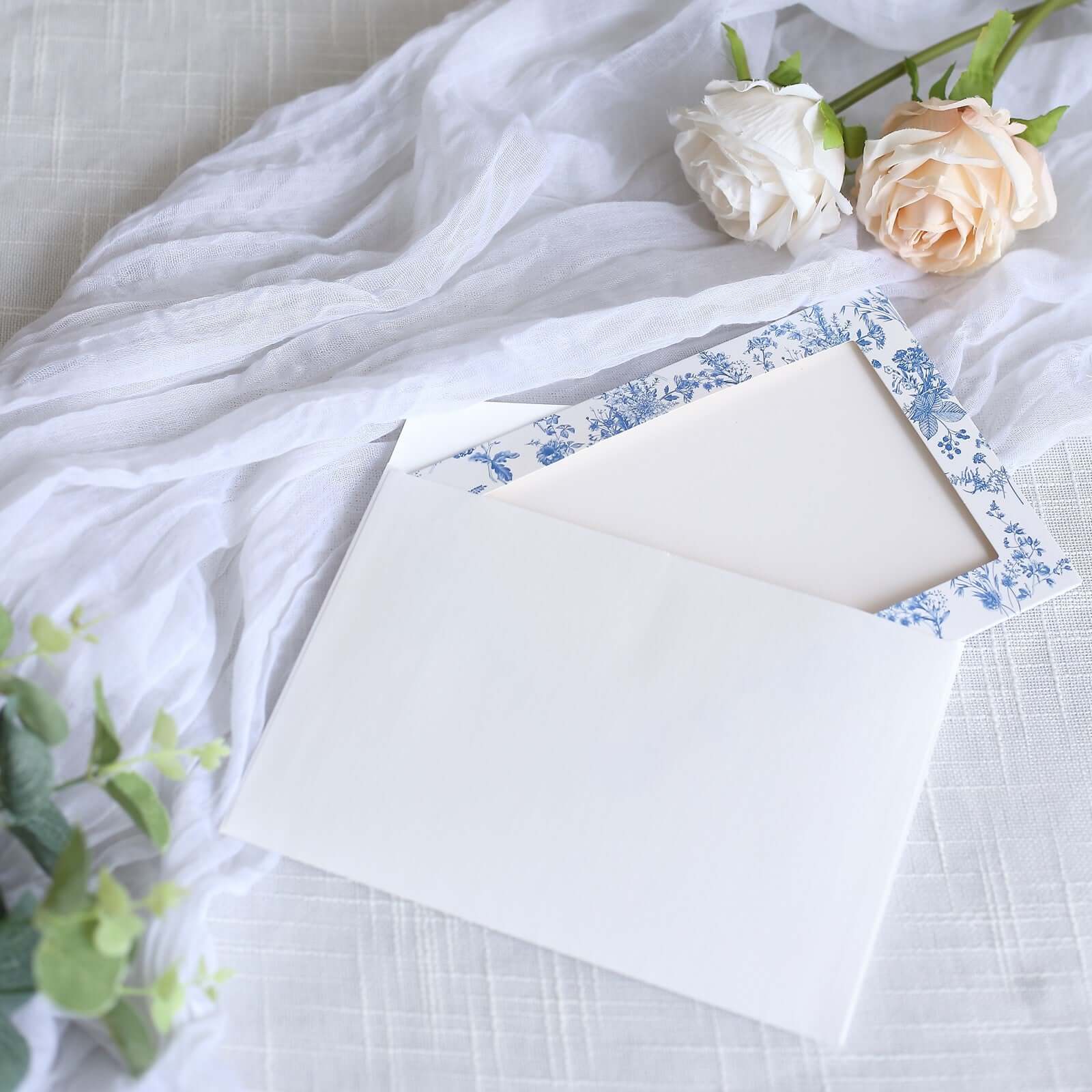 25-Pack Thank You Cards White Blue French Toile Design with Envelopes - Picture Insert Invitation Cards for Parties & Milestones 3.5"x5.5"