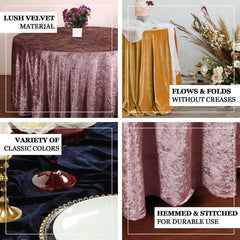 Premium Crushed Velvet 120" Round Tablecloth Sage Green - Reusable Soft & Stylish Seamless Table Cover