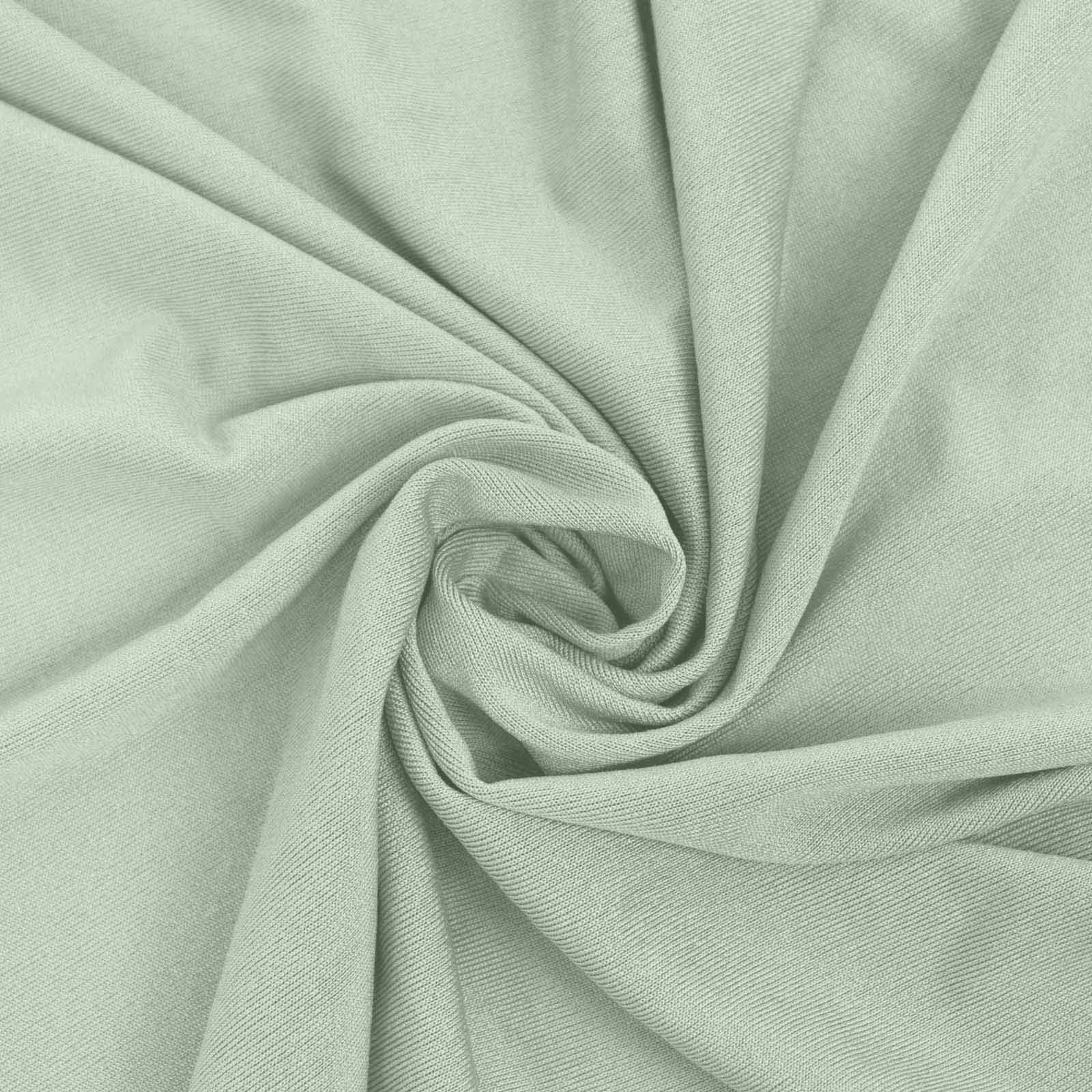 Spandex 32" Round Cocktail Table Cover Skirt Sage Green With Natural Wavy Drapes