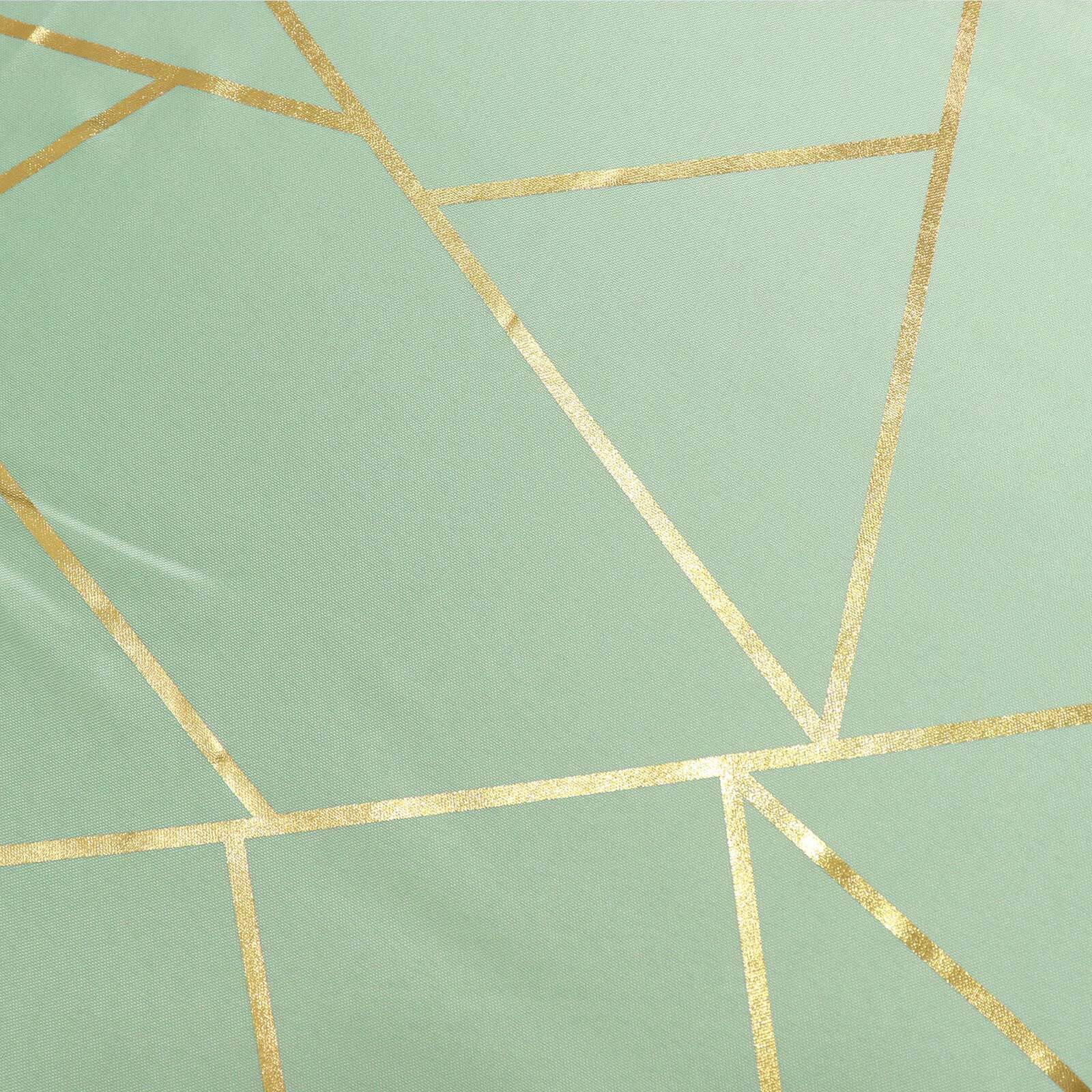 5 Pack Polyester 20"x20" Napkins Sage Green with Gold Geometric Foil Pattern - Modern Reusable Dinner Napkins