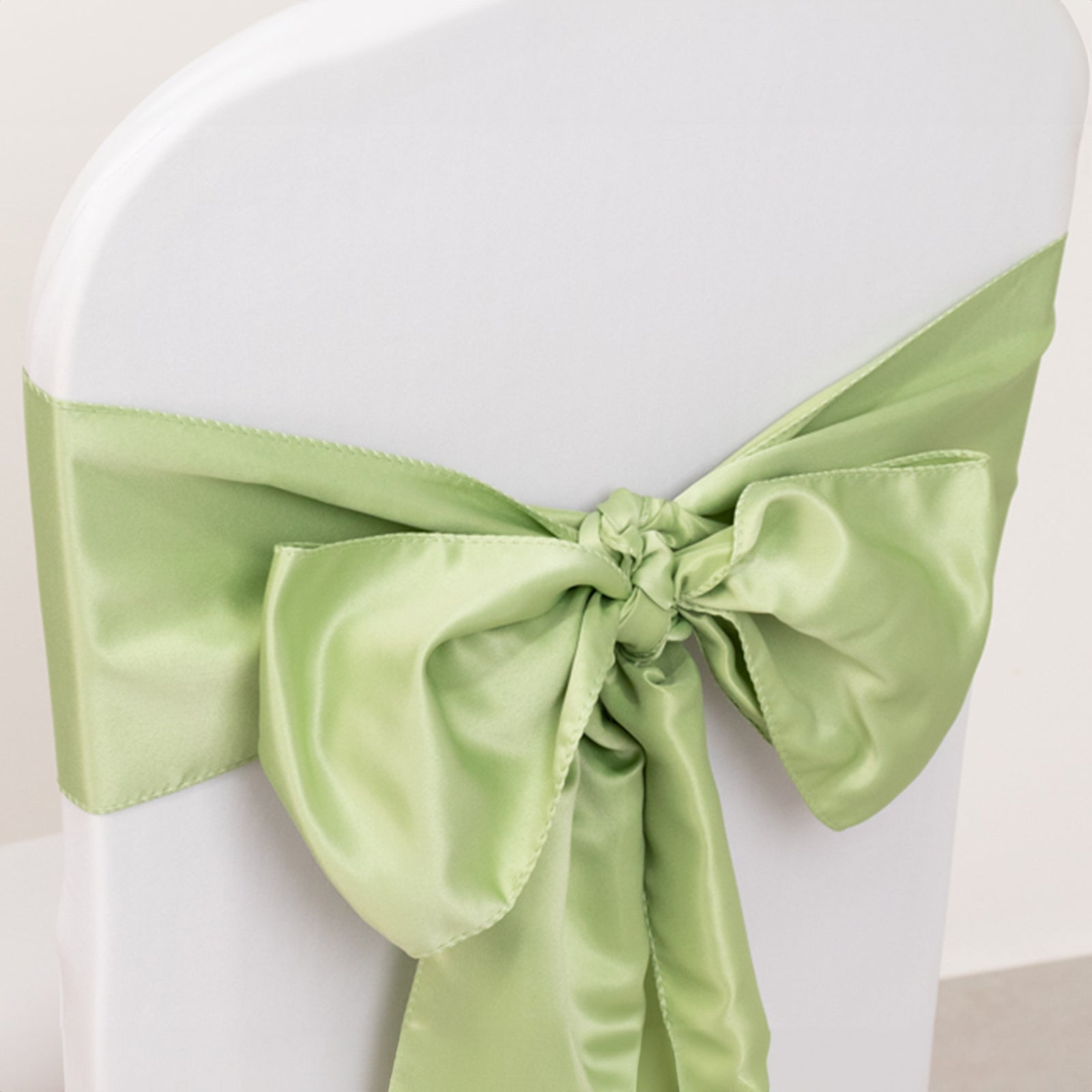5 Pack Lamour Satin 6"x106" Chair Sashes Sage Green - Stylish Reusable Decorative Bows