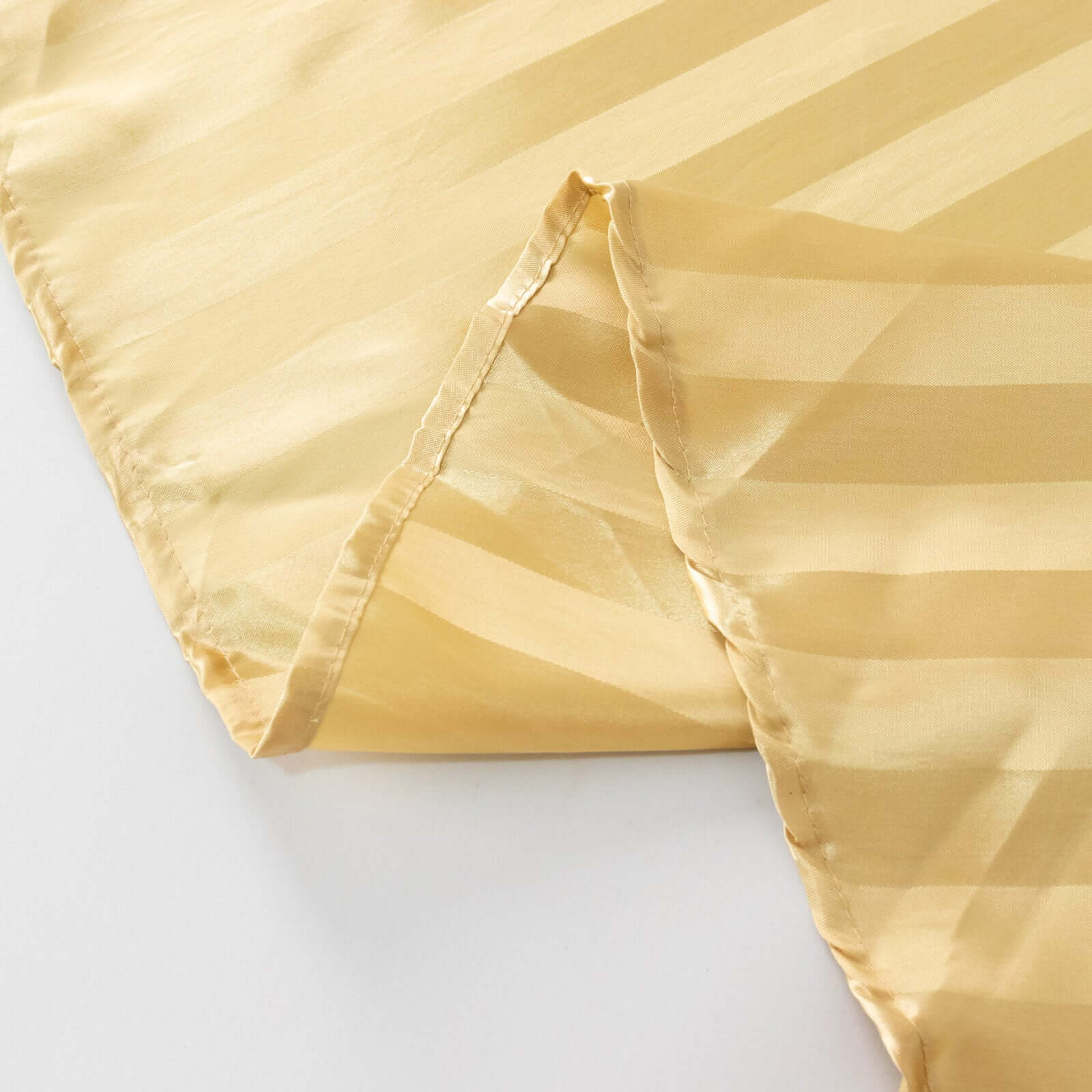 Satin Striped 90"x132" Rectangular Tablecloth Champagne Satin Stripe - Seamless Silky Smooth Table Cover
