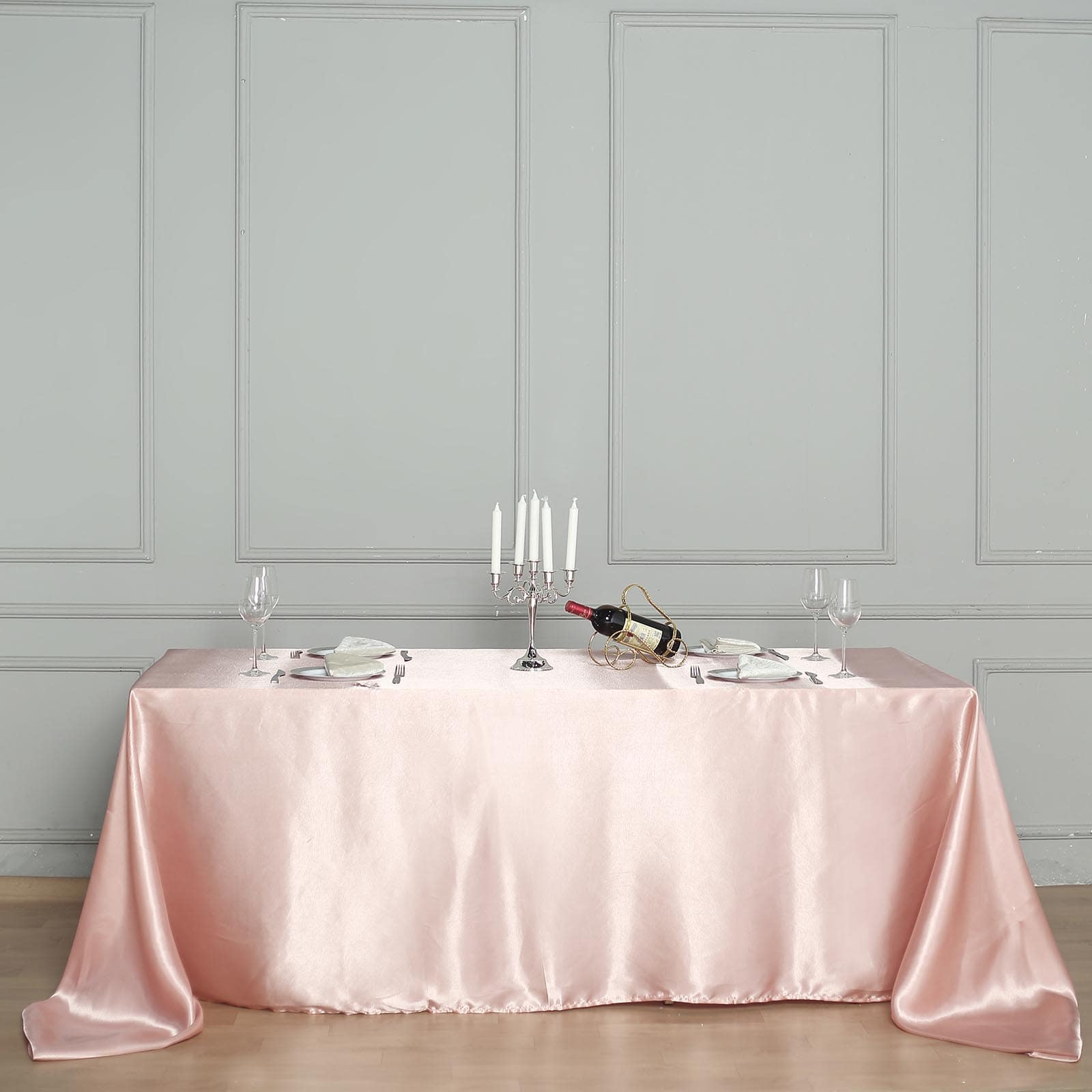 Satin Rectangular 90"x132" Tablecloth Dusty Rose Satin - Seamless Table Cover