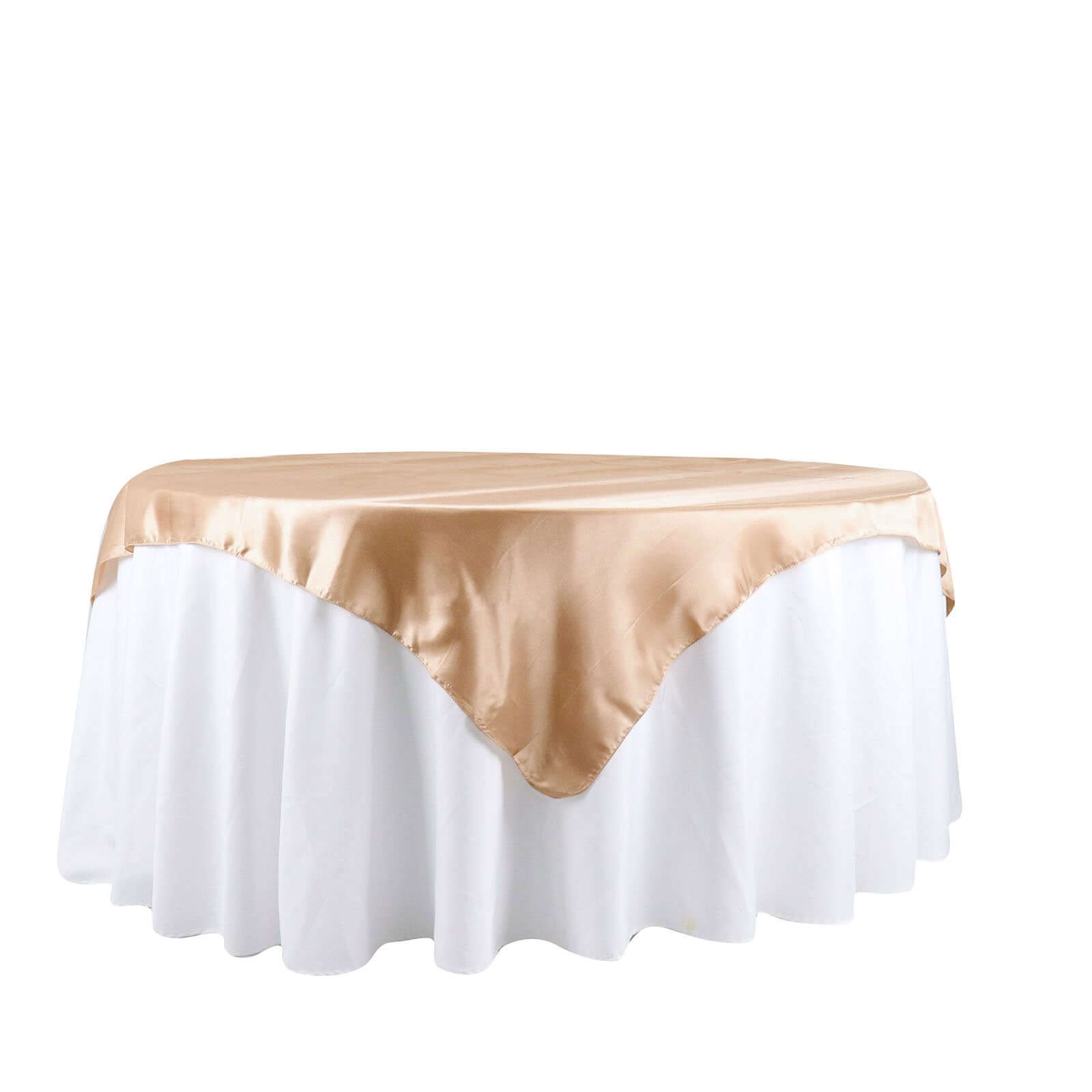 Satin 60"x60" Table Overlay Square Tablecloth Nude - Smooth Silky Touch Table Cover