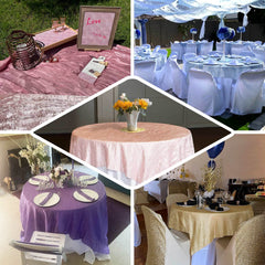 Taffeta 90"x90" Table Overlay Square Tablecloth Dusty Sage Green - Accordion Crinkle Table Cover