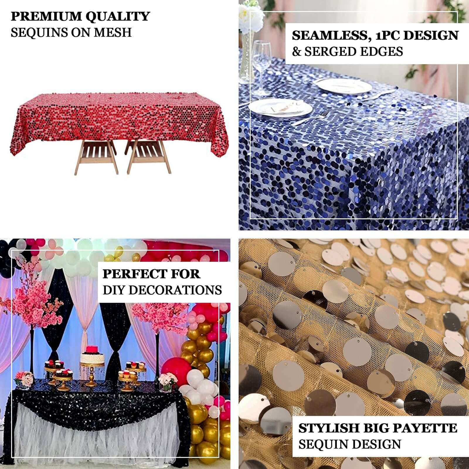 Sequin 60"x102" Rectangle Tablecloth Iridescent Blue - Big Payette Design for Modern Gatherings