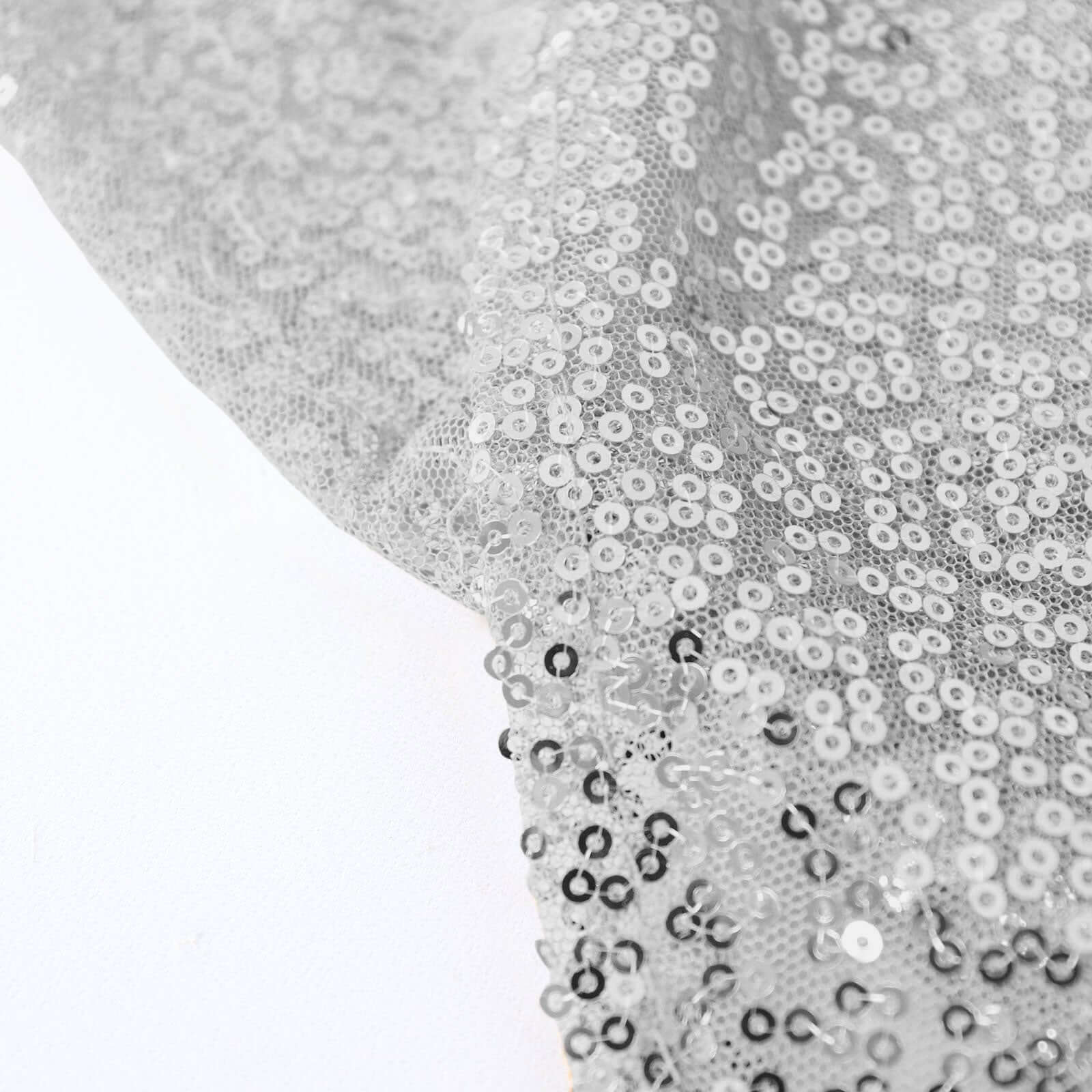 Sequin 120" Round Tablecloth Silver - Seamless Glittering Table Cover