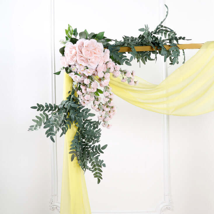 18ft Yellow Sheer Organza Wedding Arch Drapery Fabric, Window Scarf Valance