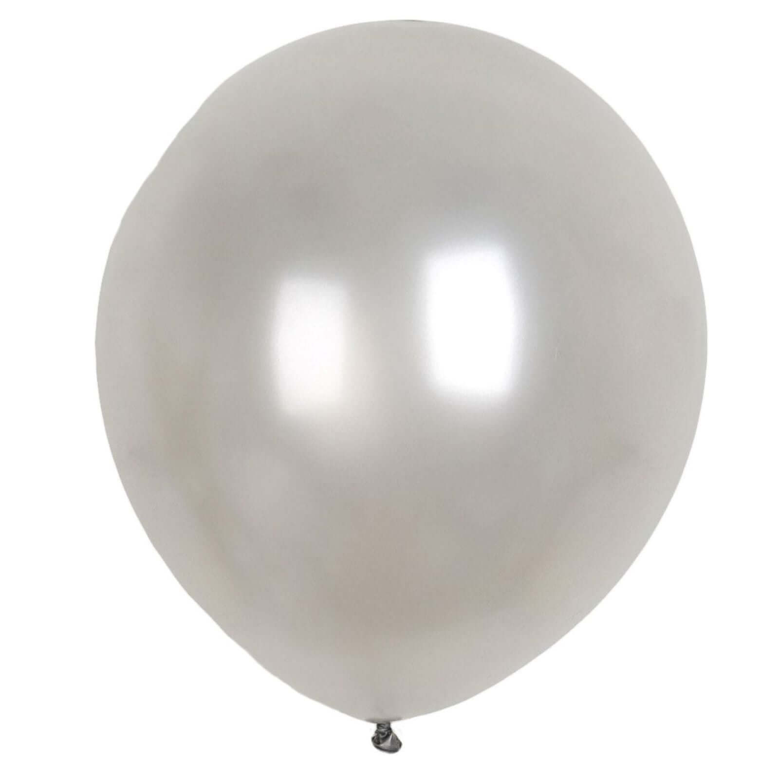 25 Pack 12" Shiny Pearl Silver Latex Helium, Air or Water Balloons