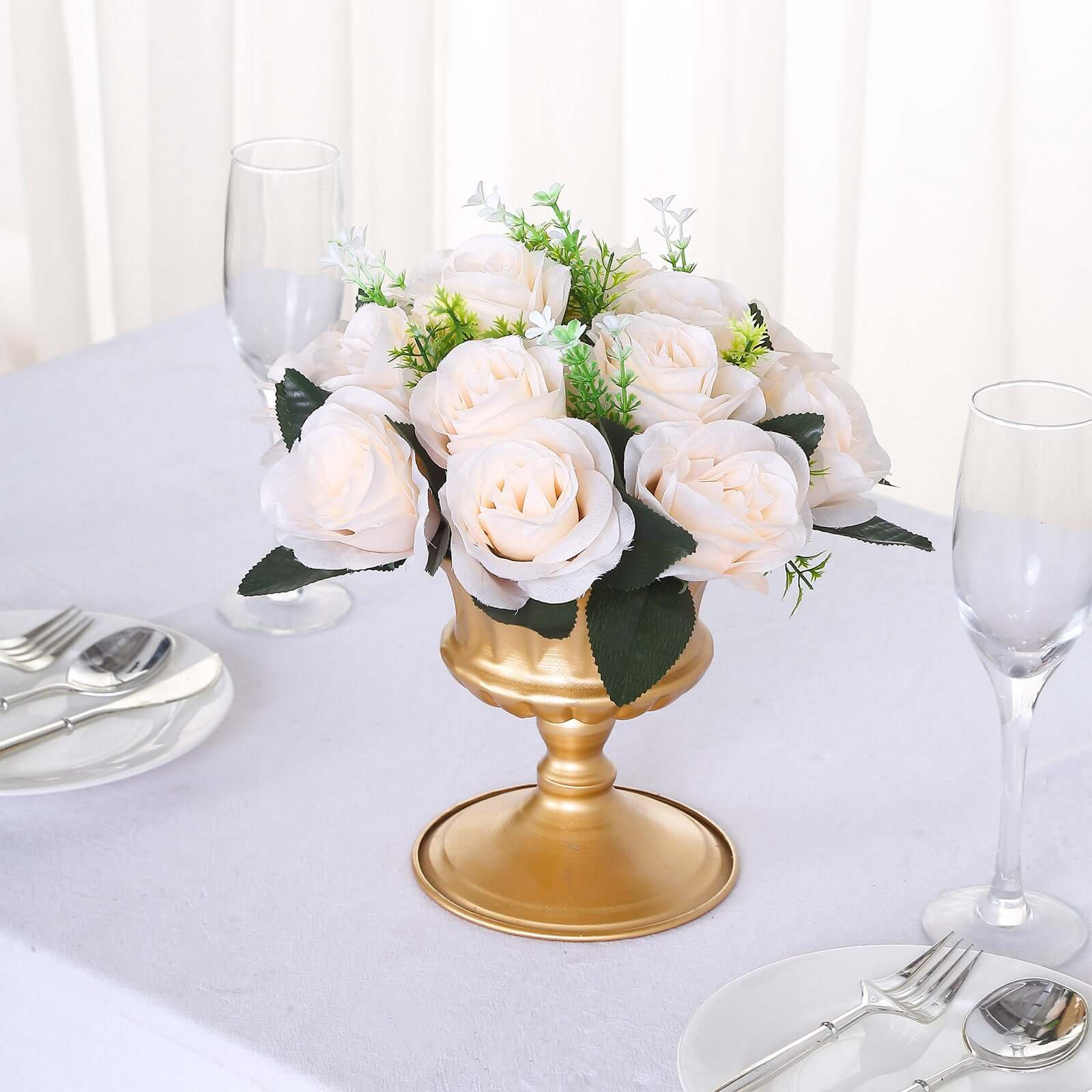 2 Pack Cream Silk 15-Head Rose Flower Balls For Centerpieces - 10", Artificial Kissing Ball Floral Arrangements