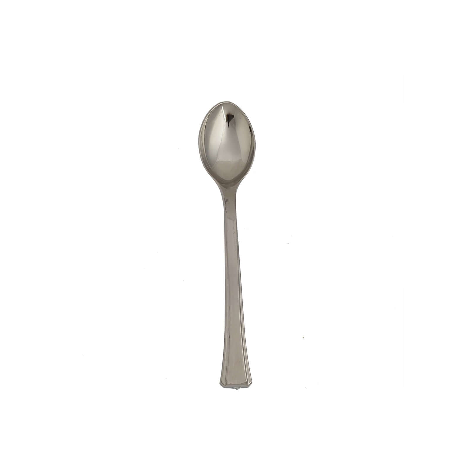 36-Pack Dessert Spoons Mini Heavy Duty Design Silver - Plastic Disposable Utensils for Catering and Gatherings 4"