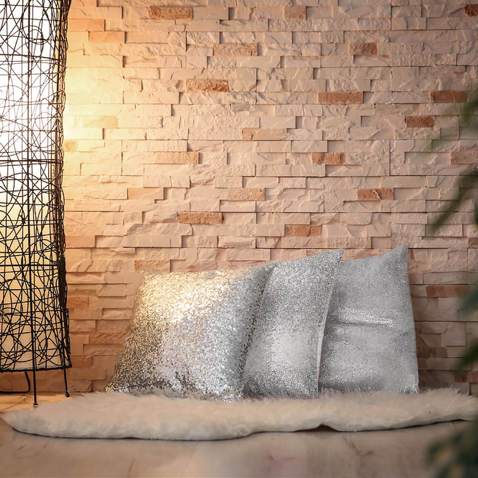 2 Pack 18" Silver Sequin Decorative Square Throw Pillow Cover