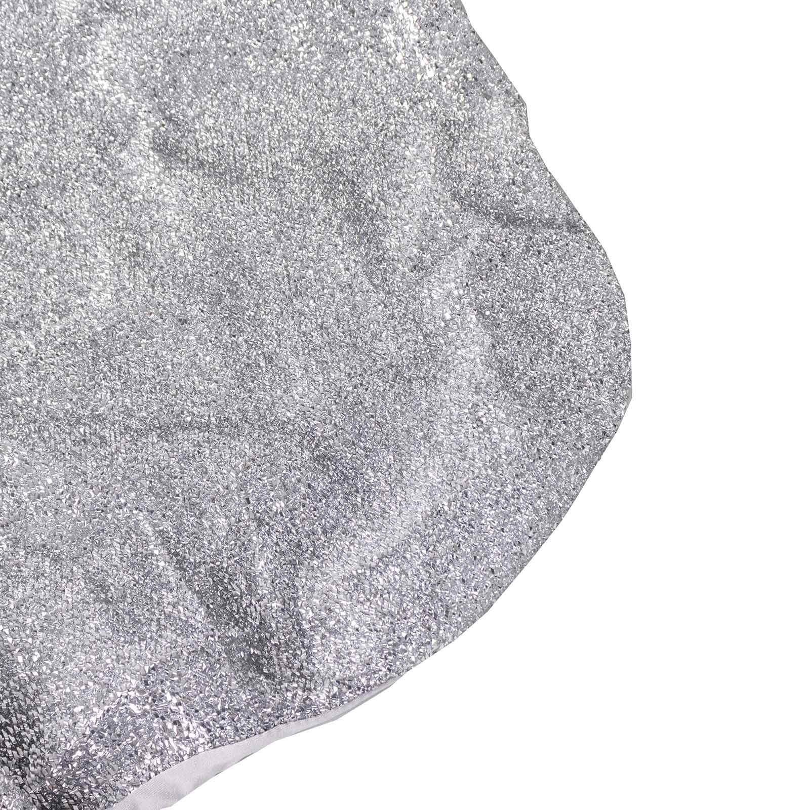 Stretch Spandex Chair Cover Silver for Folding Chairs - Metallic Shimmer Tinsel Back Design Fitted Slipcover
