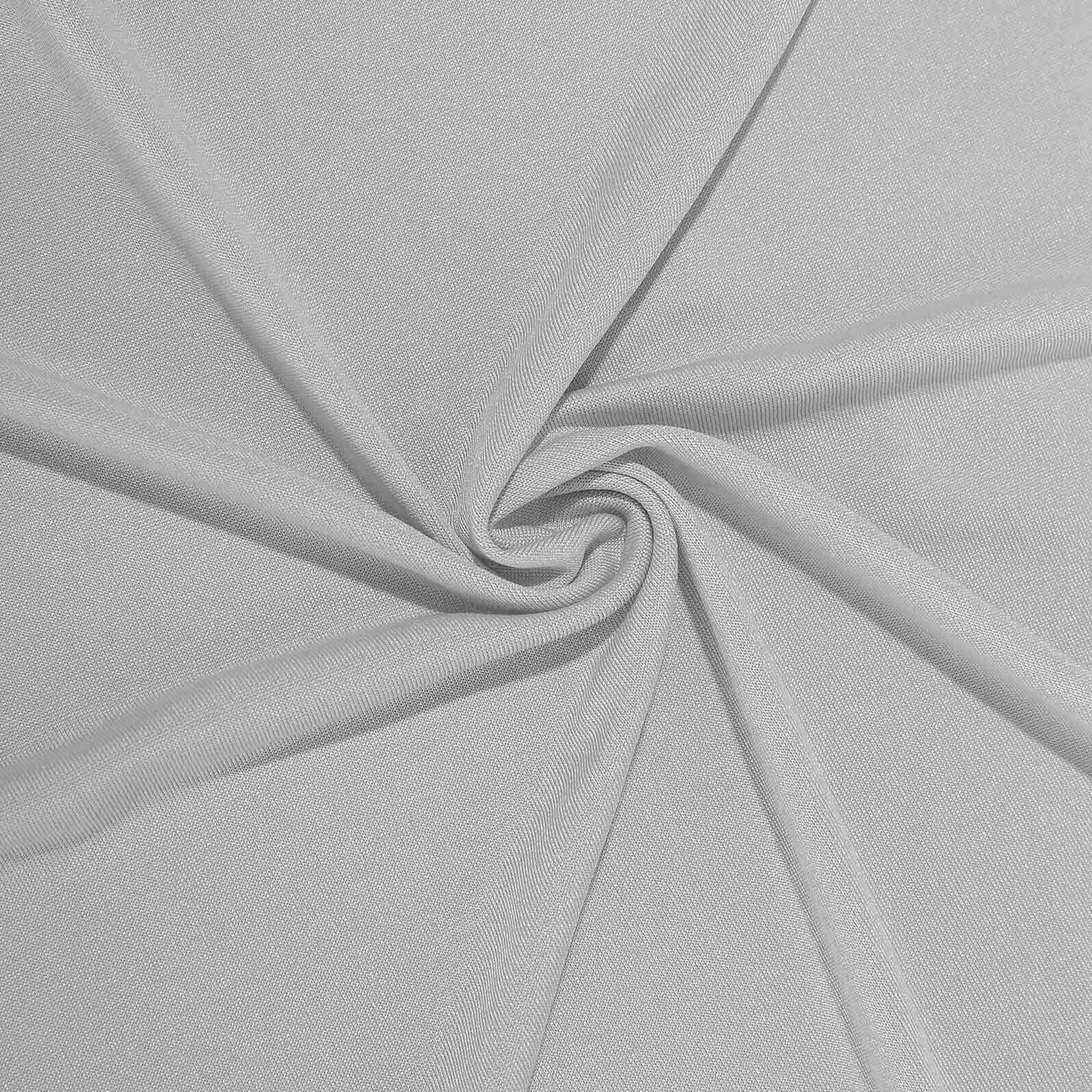 Stretch Spandex 96"x30" Rectangle Table Cover Silver - Durable Form-Fitting Tablecloth