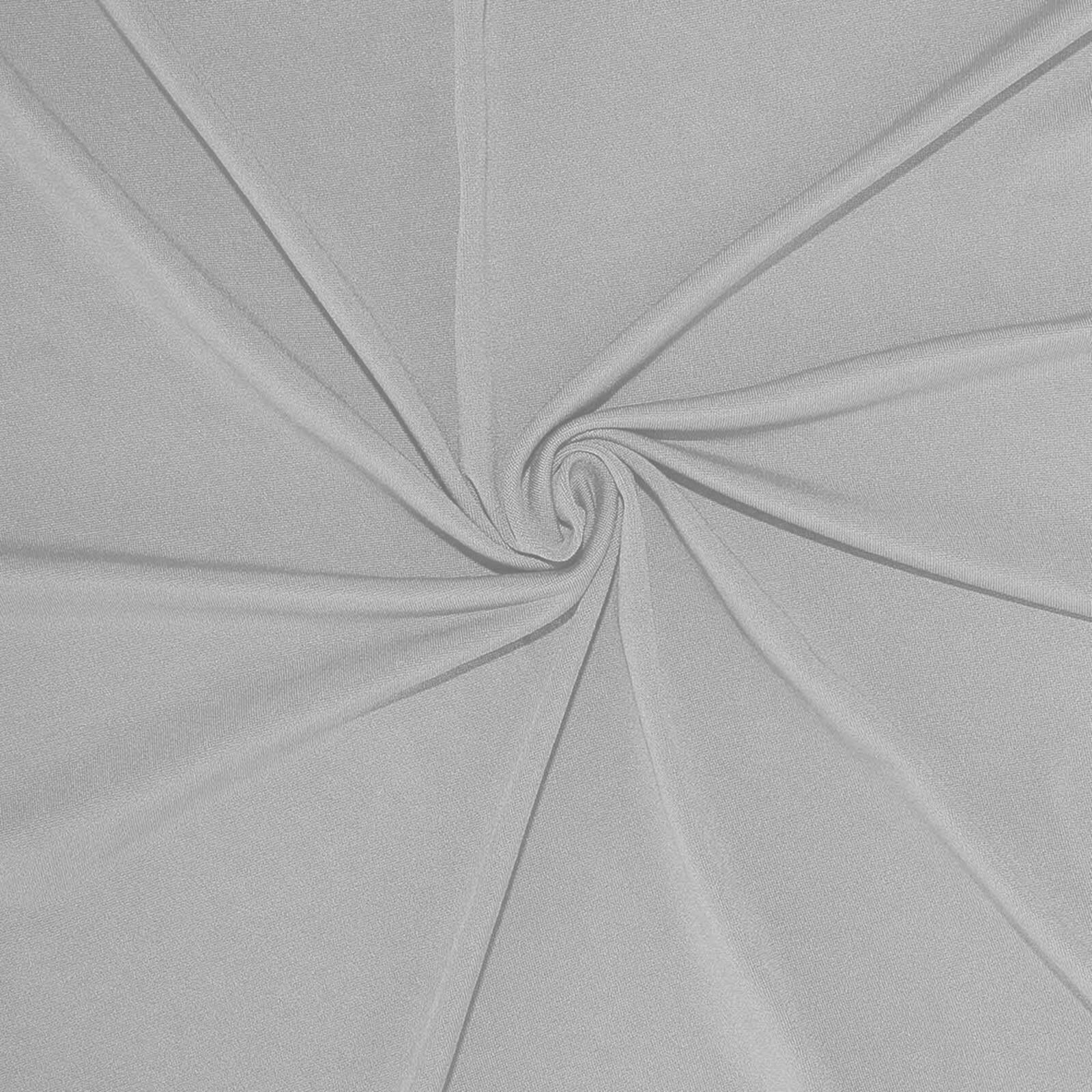 Spandex 24"-32" Round Cocktail Table Cover Silver - Easy to Maintain Stretch Fitted Highboy Tablecloth