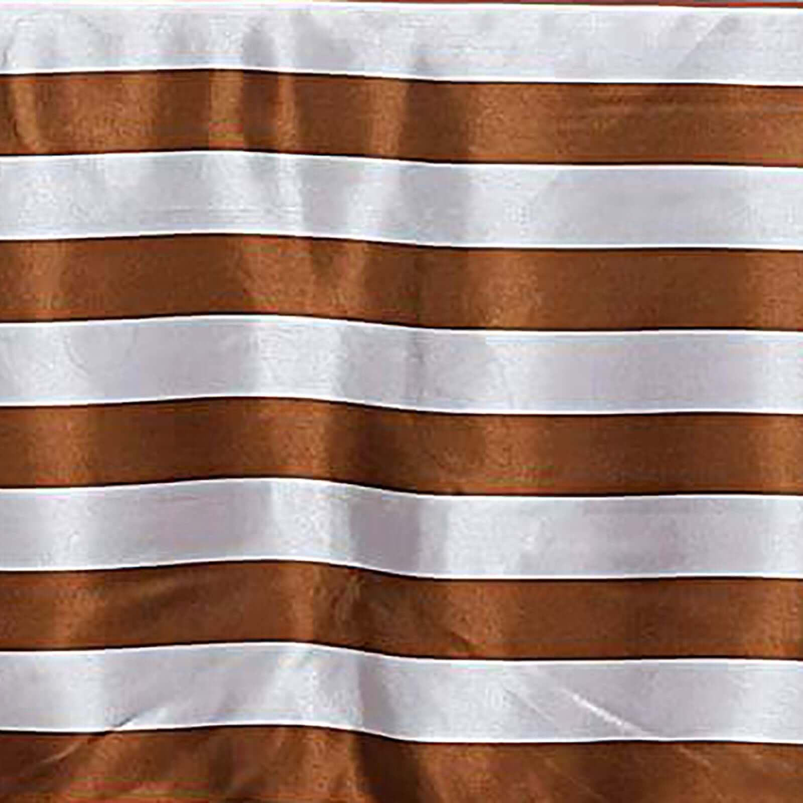Satin 120" Round Tablecloth Gold/White - Stripe Design with Seamless Silky Smooth Finish Table Cover