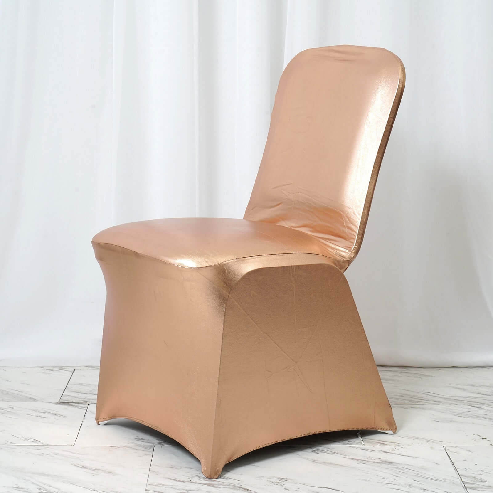 Spandex Banquet Chair Cover Metallic Rose Gold - Glittering Fitted Slipcover