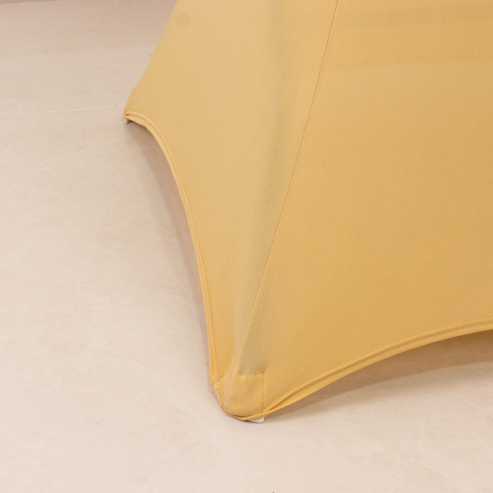 Spandex 33"-36" Round Cocktail Table Cover Champagne - Easy to Maintain Stretch Fitted Highboy Tablecloth