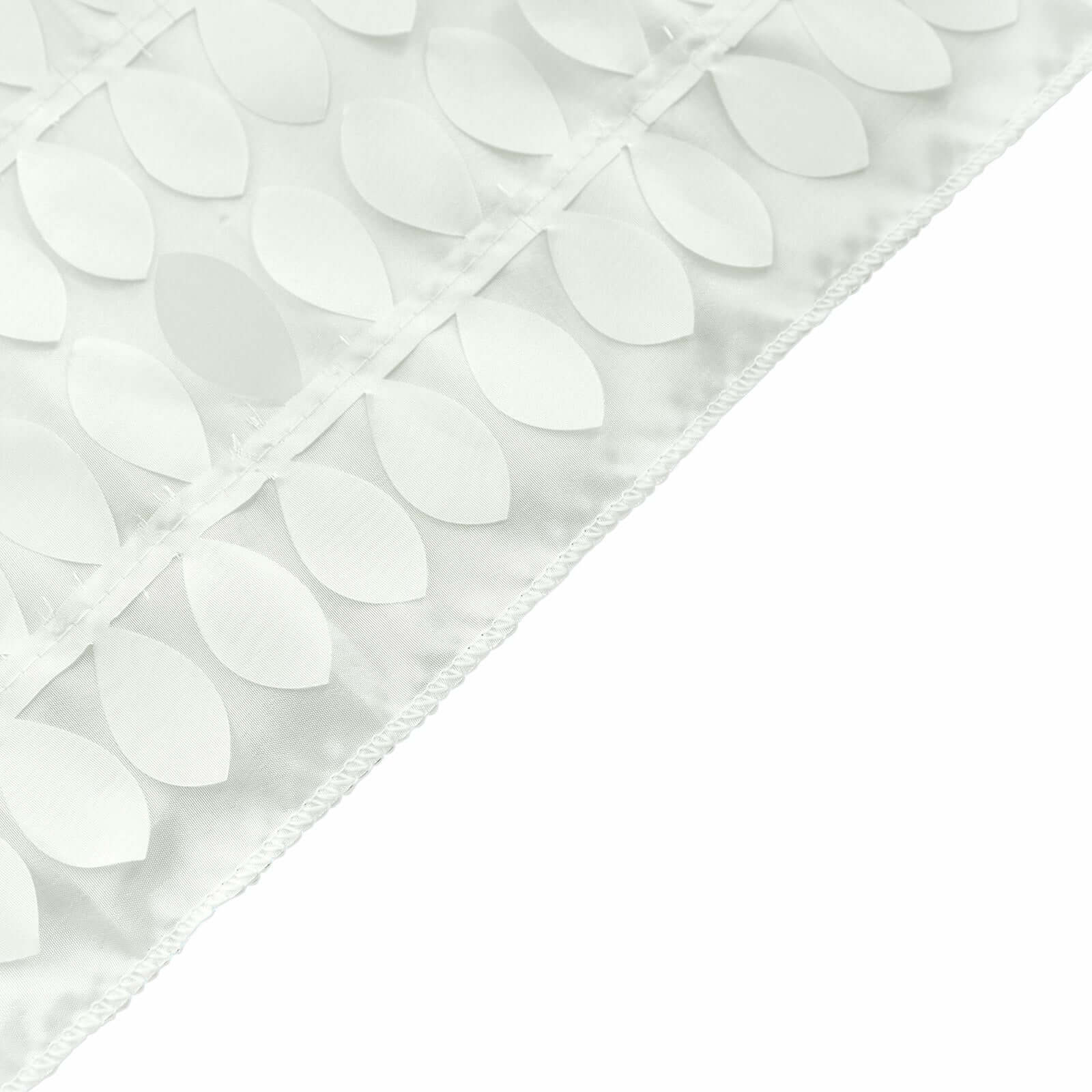 Taffeta Fabric 12"x108" Table Runner Ivory - 3D Leaf Petal Design