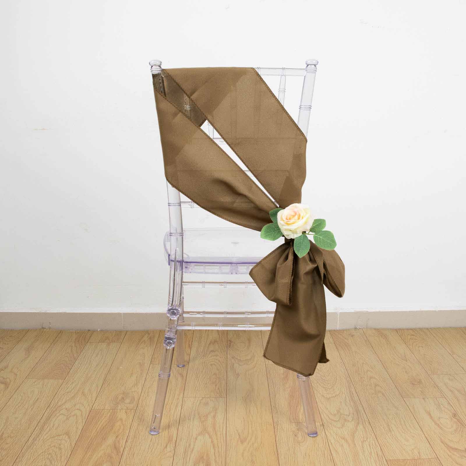 5 Pack Polyester Chair Sashes Taupe 6"x108"